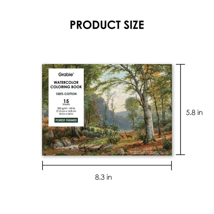 15 Sheets 140LB Forest- Themed Watercolor Coloring