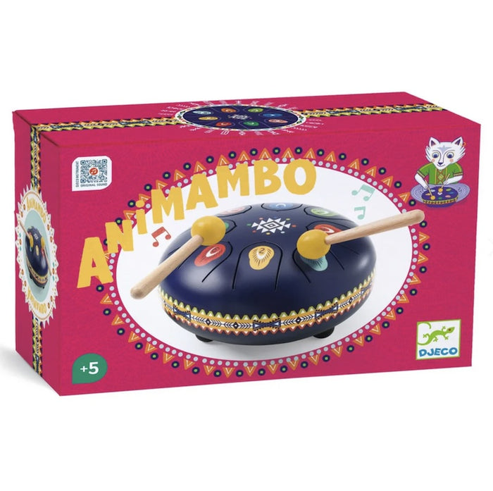 Animambo Steel Tongue Drum packaging on a white background