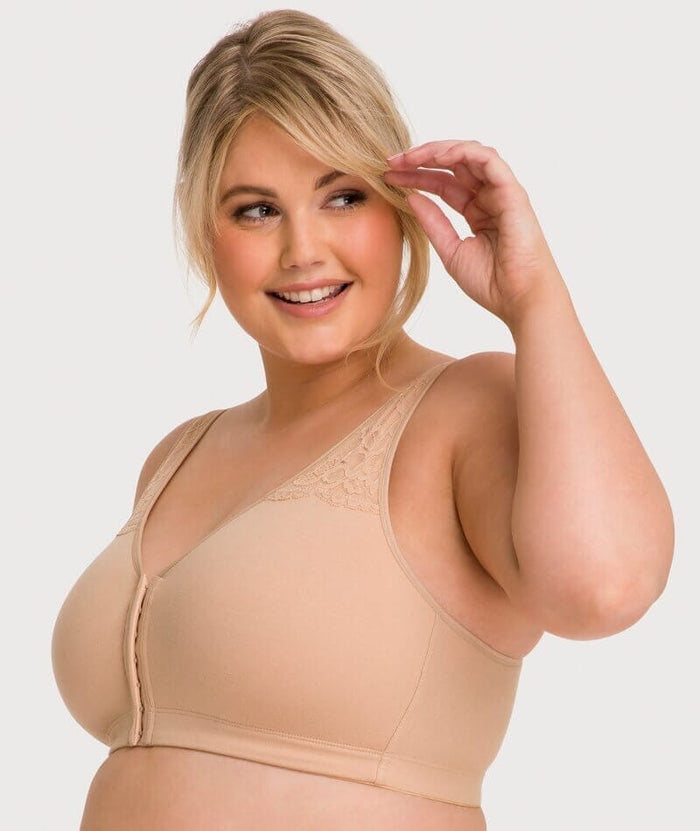 Ava & Audrey Hannah Cotton Wire-Free Front Opening Bra 2 Pack - Black/Frappe Bras