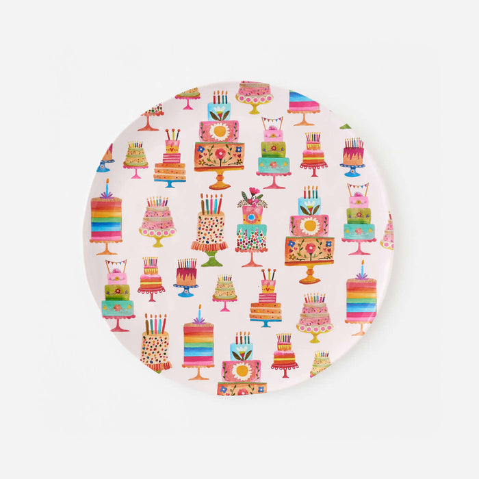Birthday Cake Celebrate Platter featuring colorful birthday cakes on soft pink background, perfect for dessert tables.