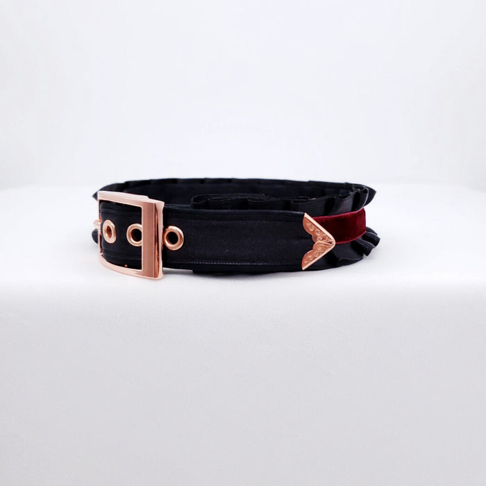 Black and Maroon Velvet Bow Collar