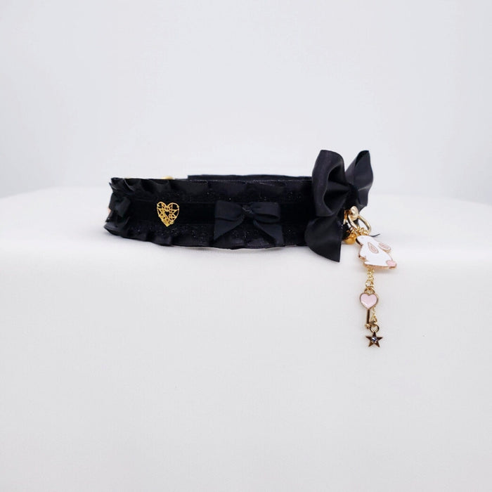 Black Velvet and Gold Bunny Collar