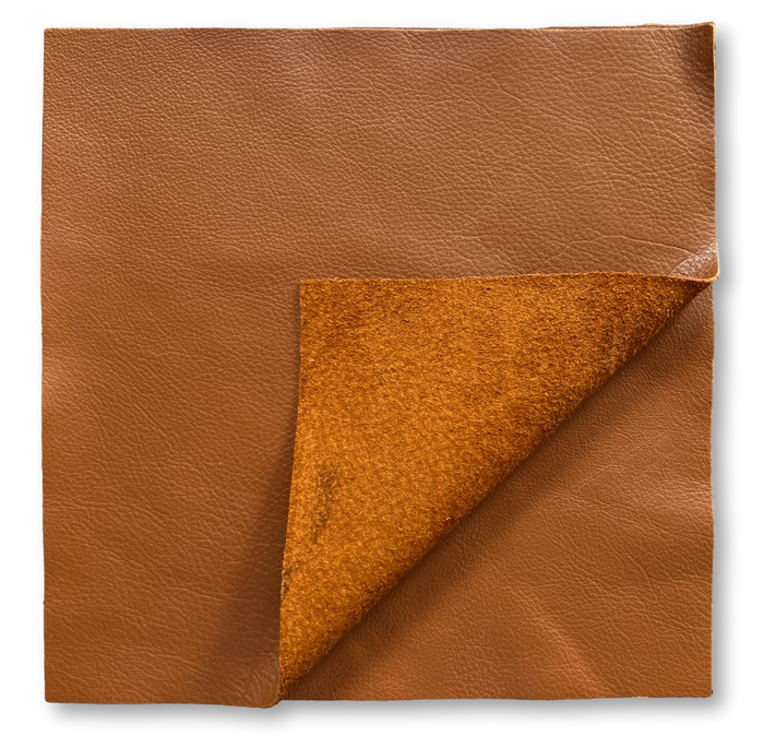 Cognac Brown Cowhide Leather Sheets, 12 × 12 in alternate view showing color and surface finish