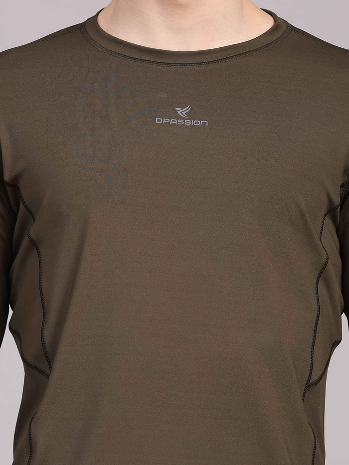 Dpassion Men’s Olive Performance Long Sleeve Training T-Shirt