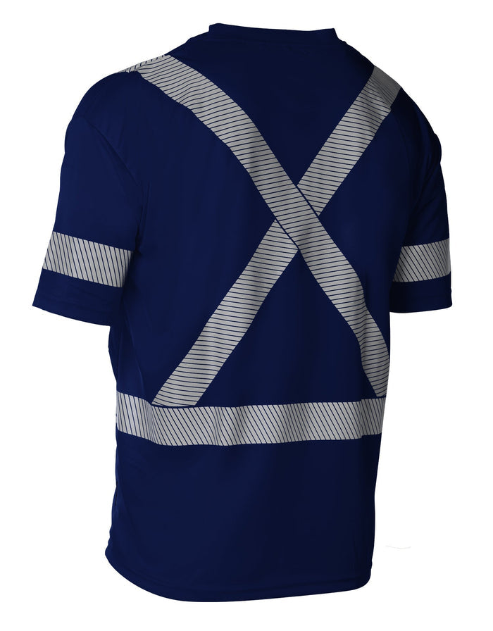 Forcefield Hi Vis Navy Crew Neck Short Sleeve Ultrasoft Technical Tee