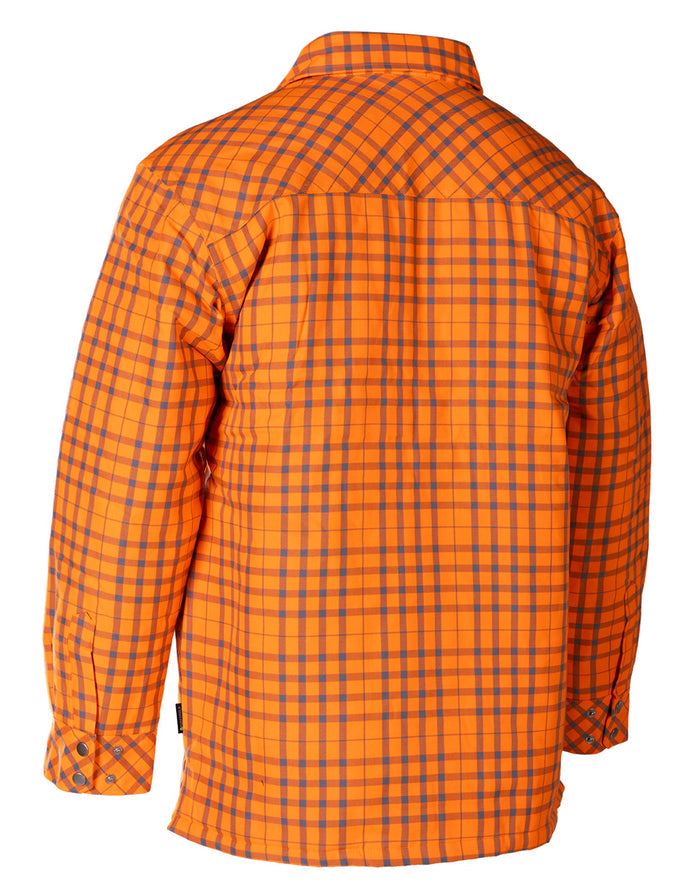 Forcefield Hi Vis Orange/Sliver Micro Plaid Quilted Flannel Shirt Jacket