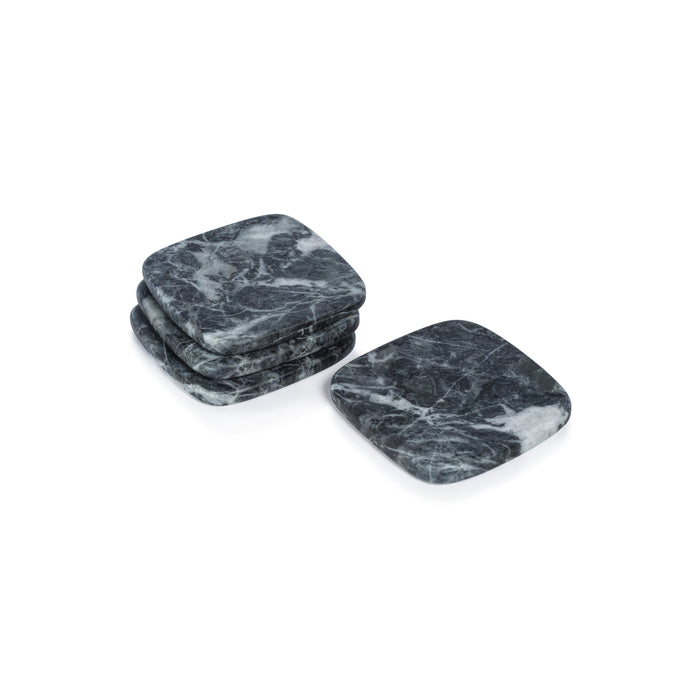 Four Nero Marquina Matte Marble Coasters - Coasters by Carlyle Avenue