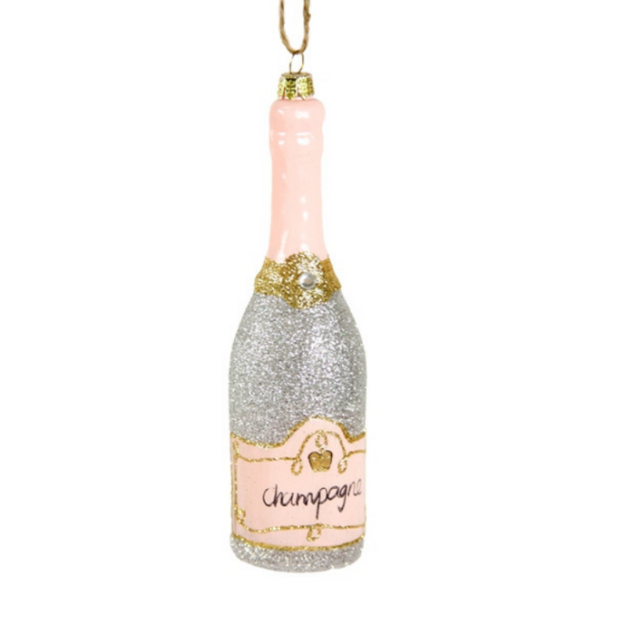 Glittered Champagne Ornament - Silver - Ornaments by Carlyle Avenue