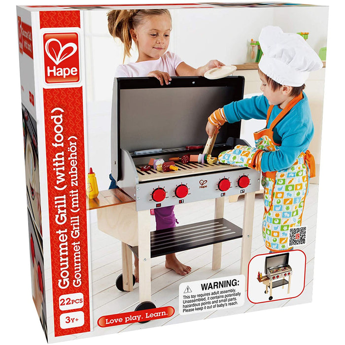 Packaging for the Hape Gourmet Grill on a white background