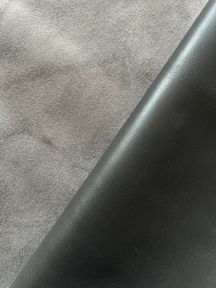 Grey Italian Nappa Lambskin alternate view showing color and surface finish