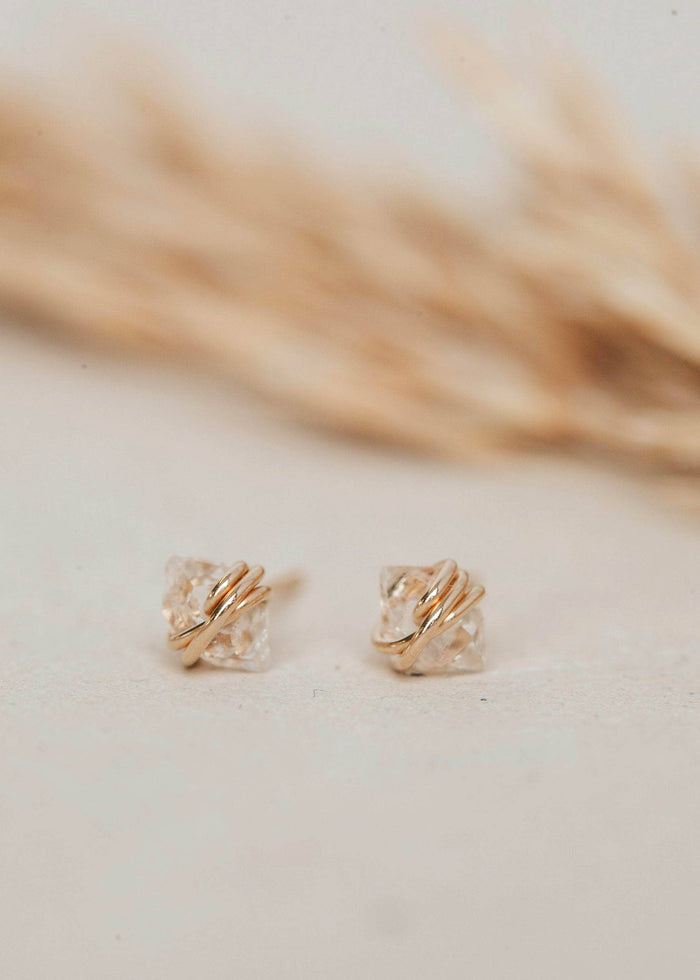 Herkimer Diamond Studs | 14kt Gold Fill