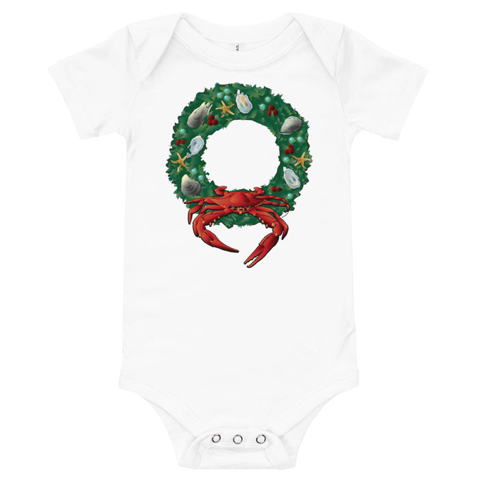 Holiday Crab Wreath, Baby Onesie