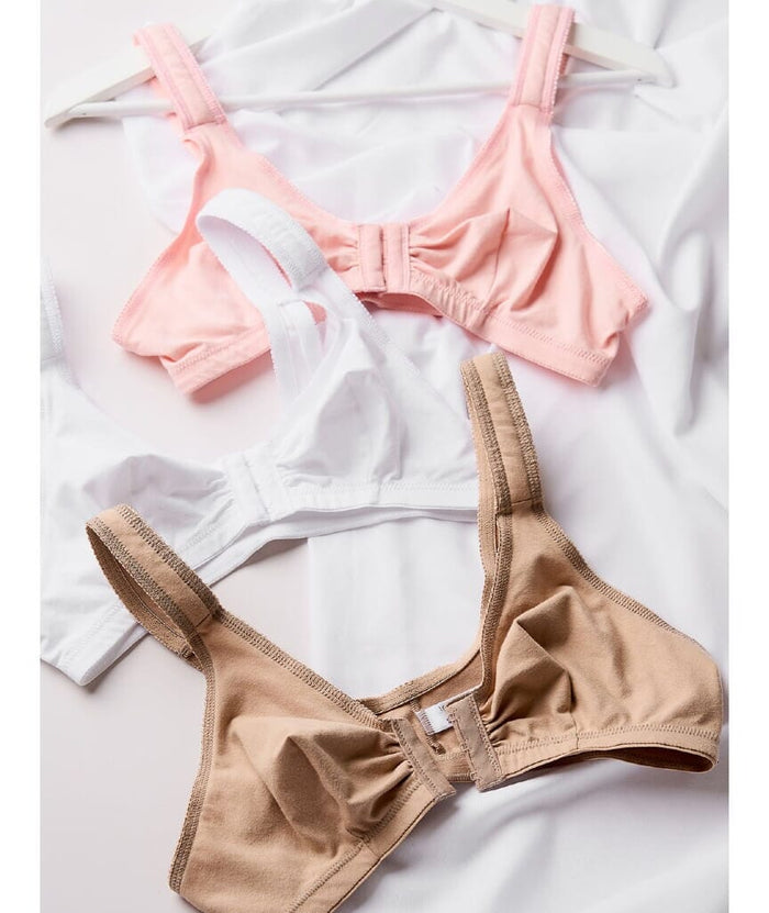 Leading Lady The Meryl Cotton Front Opening Wire-free Leisure Bra - Soft Pink Bras