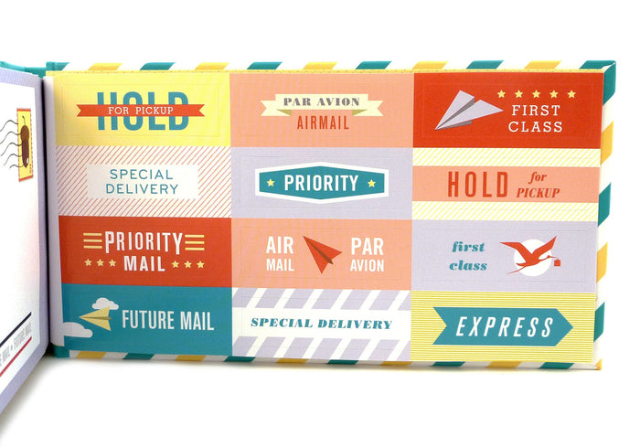 Colorful mail graphics on a white background