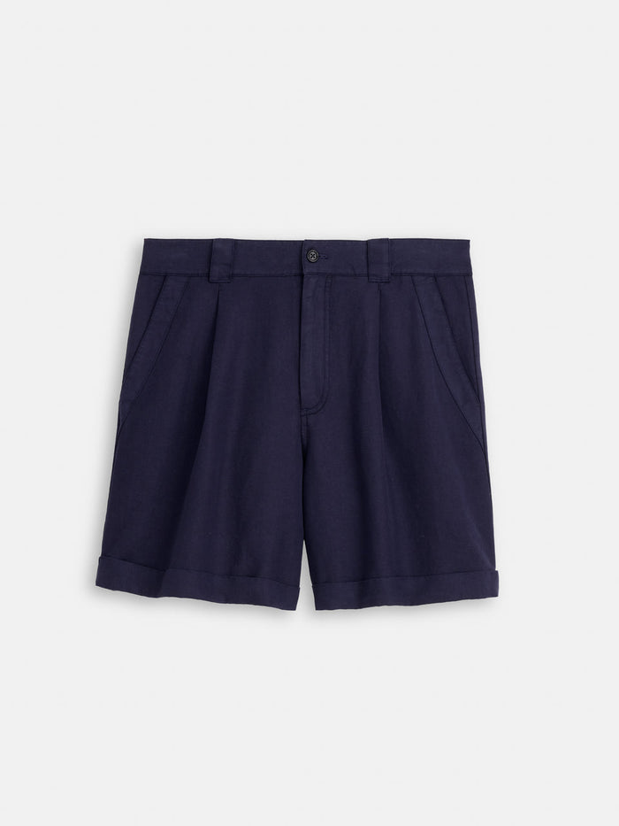 Lucie Short in Linen Cotton - Navy Night