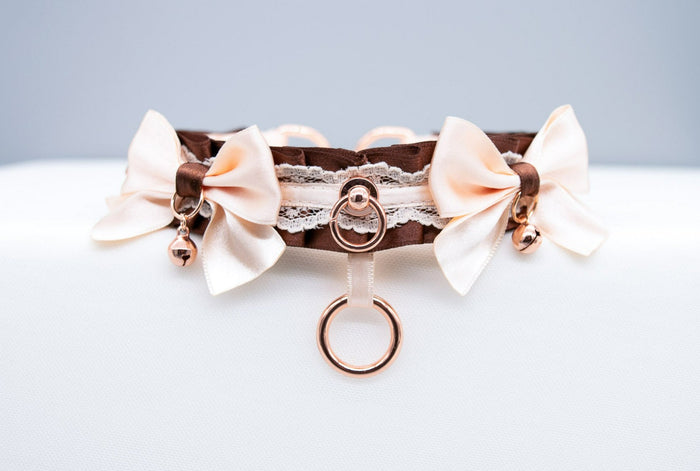 Luxury Chocolate and Cream O Ring Rose Gold Collar