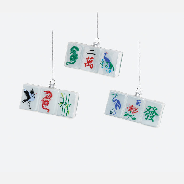Mahjong Glass Ornament, Set of 3 Assorted