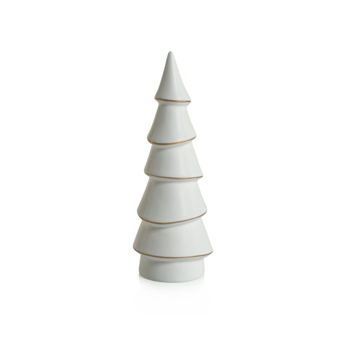Matte White Alpina Porcelain Tree with Gold Trim - Holiday Decor by Carlyle Avenue