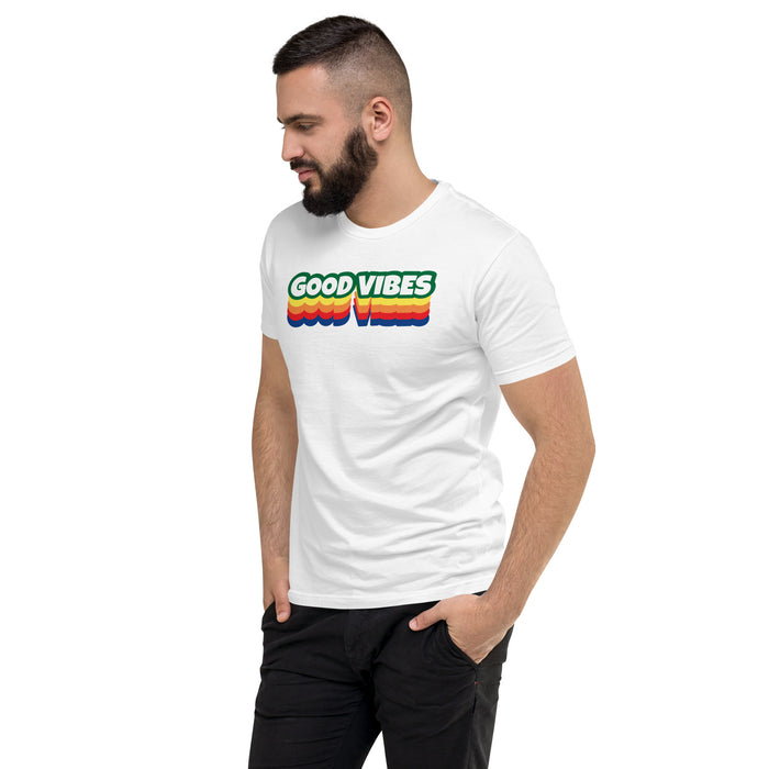 Men's Good Vibes Graphic Form-fitting T-shirt - Bloom Seventy Seven