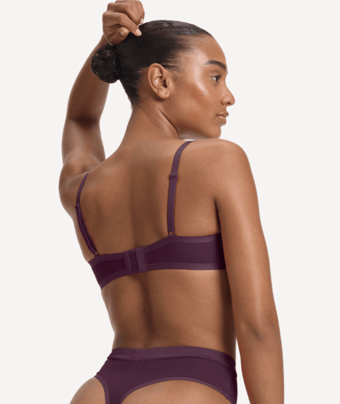 Nala Mesh Balconette Bra - Mulberry