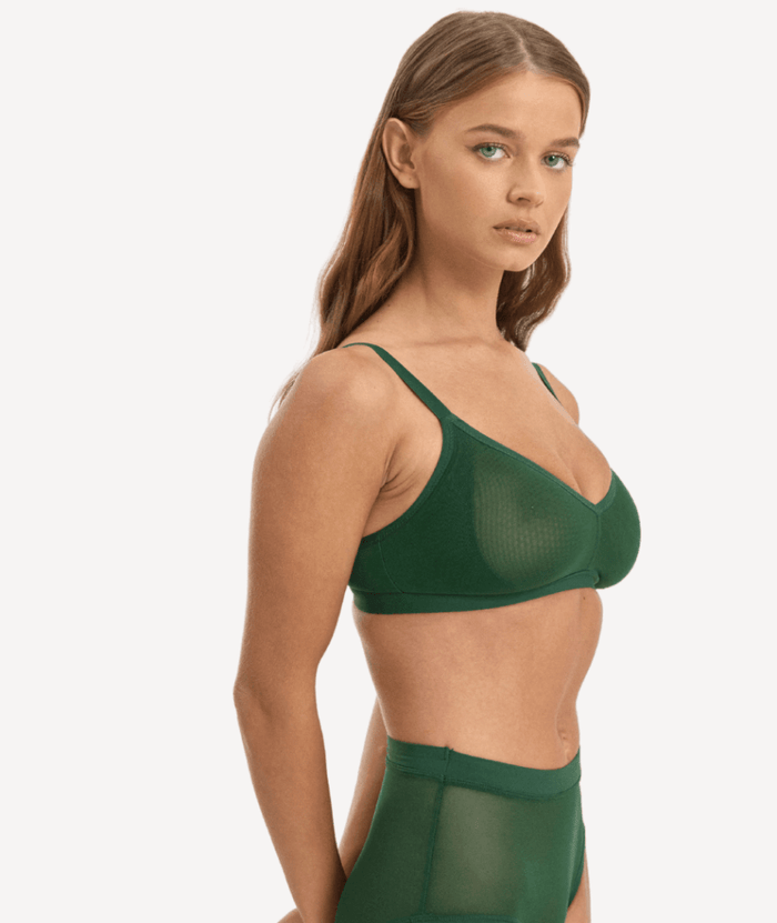 Nala Mesh Comfort Wirefree Bralette Bra - Poison Ivy
