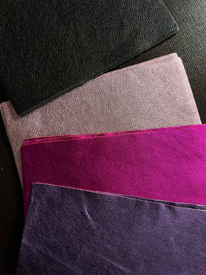 Metallic Cowhide Leather Sheets, 6-Pack alternate view showing color and surface finish
