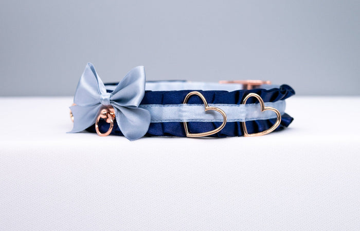 Navy and French Blue - Rose Gold Luxury Collar