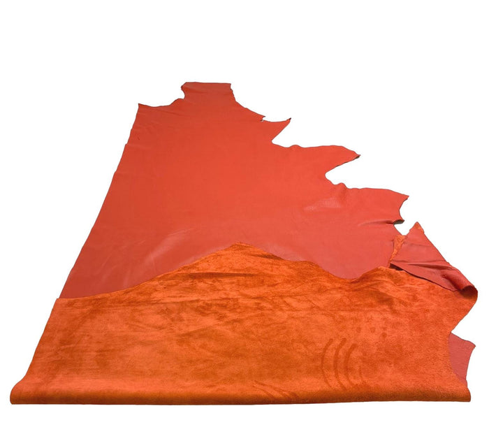 Orange Full-Aniline Cowhide surface detail showing texture and finish