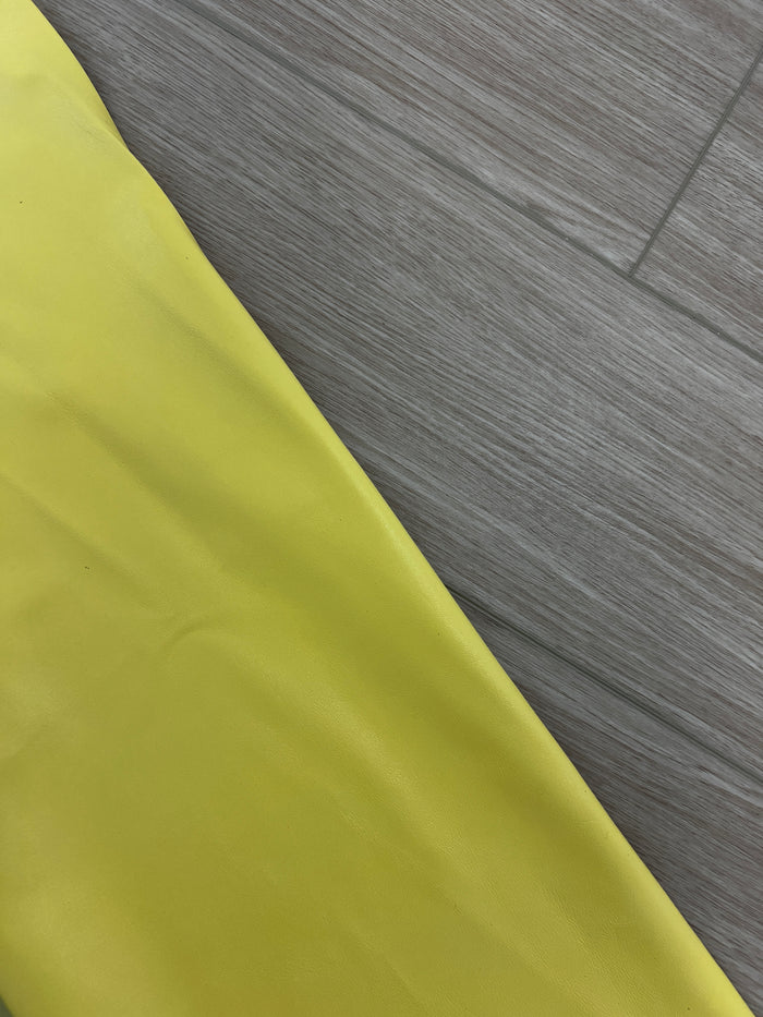 Pale Yellow Finished Lambskin close view showing grain and texture