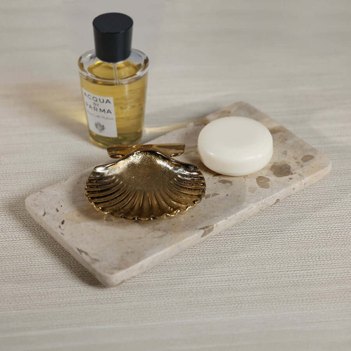 Raw Gold Sanibel Shell Tray, Set of 2