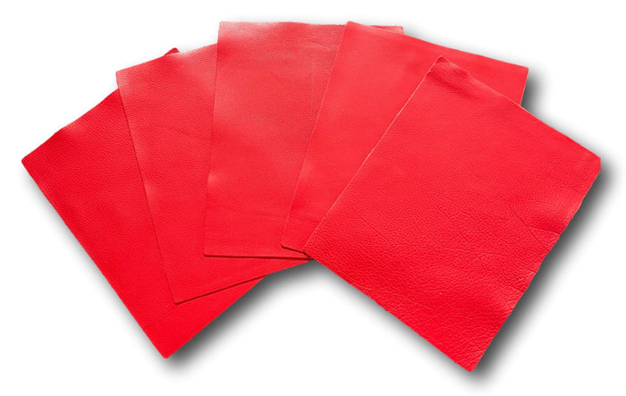 Red Cowhide Leather Sheets, 8.5 × 11 in surface detail showing texture and finish