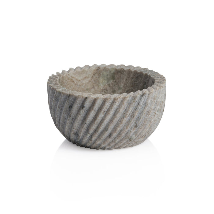 Ribbed Beige Marble Bowl - Bowls by Carlyle Avenue