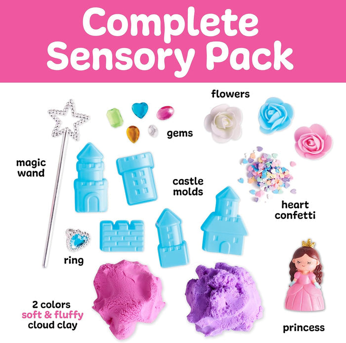 Contents of Princess Sensory Pack on a white and pink background