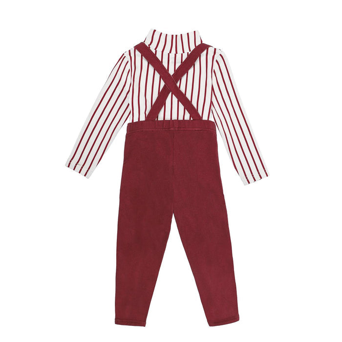 set outfit vertical stripes - burgundy