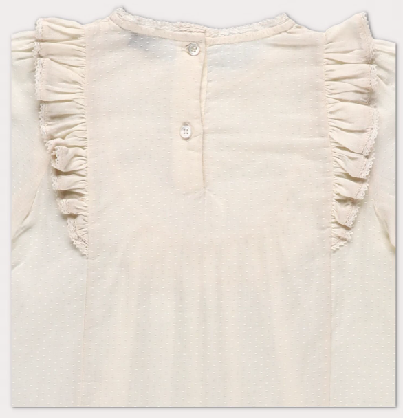 shirt l/s dotted lace bib blouse - ecru
