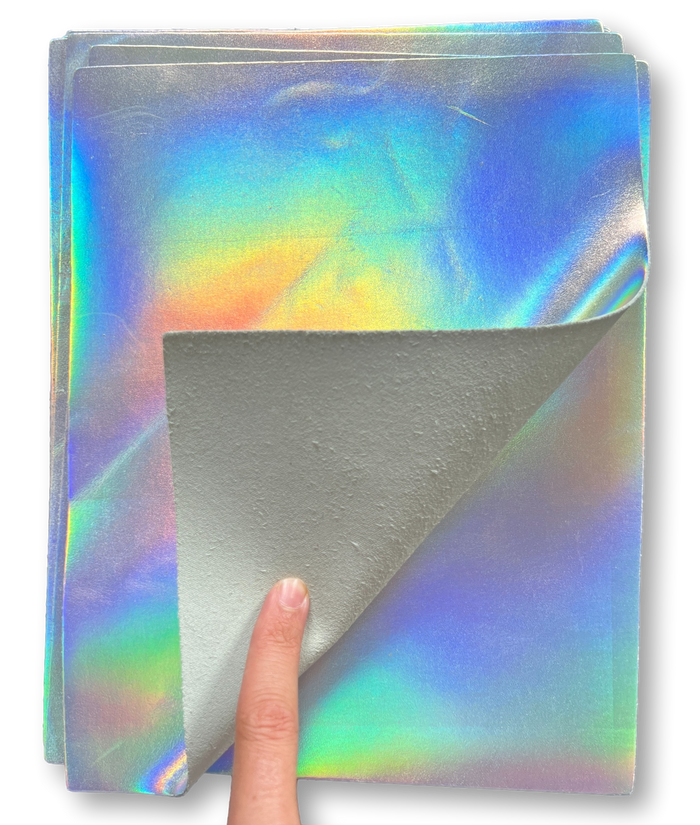 Silver Iridescent Leather alternate view showing color and surface finish