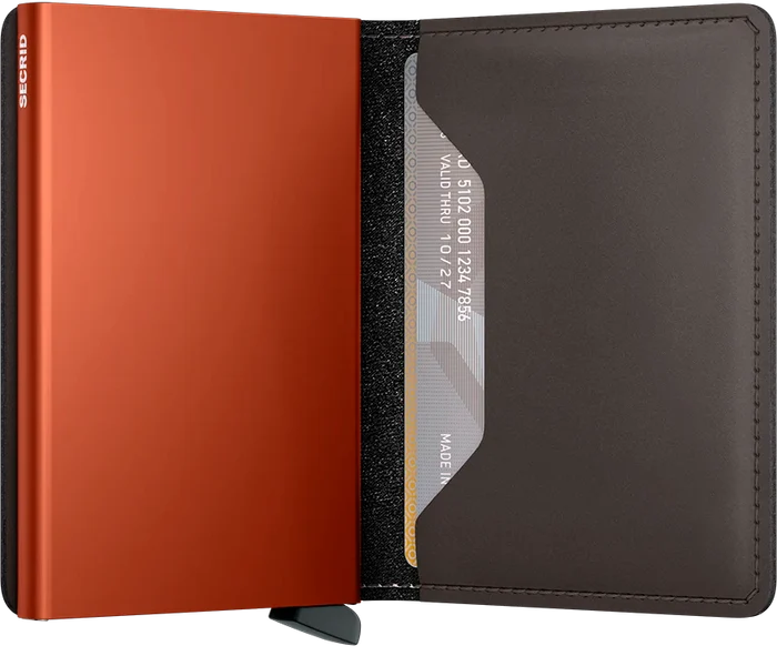 Slimwallet - Matte Truffle & Orange