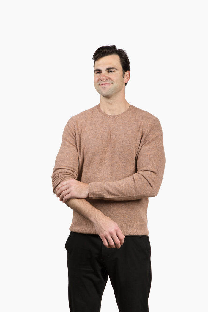 The Garrison Crewneck Sweater in Merino Cashmere - Autumn Heather