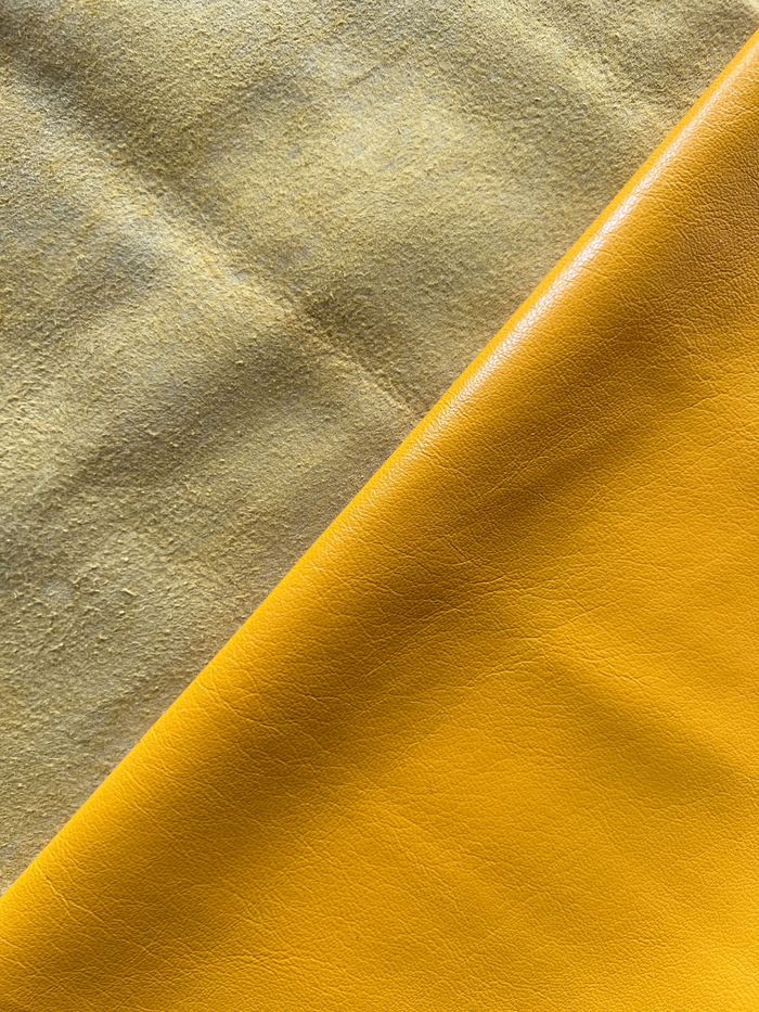 Yellow Italian Nappa Lambskin alternate view showing color and surface finish