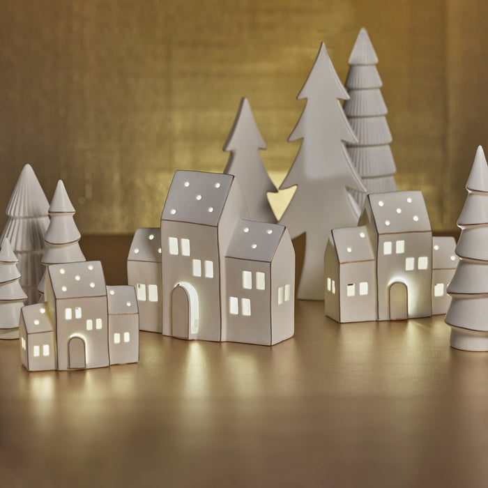 Zermatt LED Porcelain House, Set of 2 - Christmas Decor by Carlyle Avenue