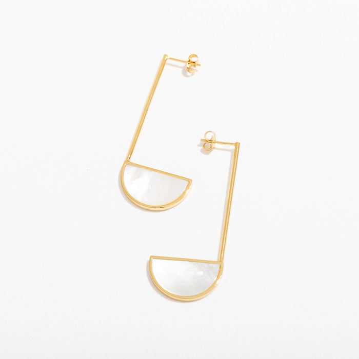 14K Gold Plated Nova Pearl Earrings - Mother of Pearl Accents