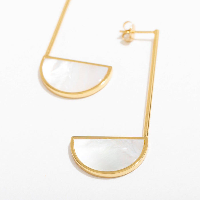 14K Gold Plated Nova Pearl Earrings - Mother of Pearl Accents