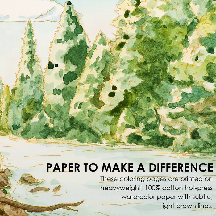 15 Sheets 140LB Forest- Themed Watercolor  Coloring