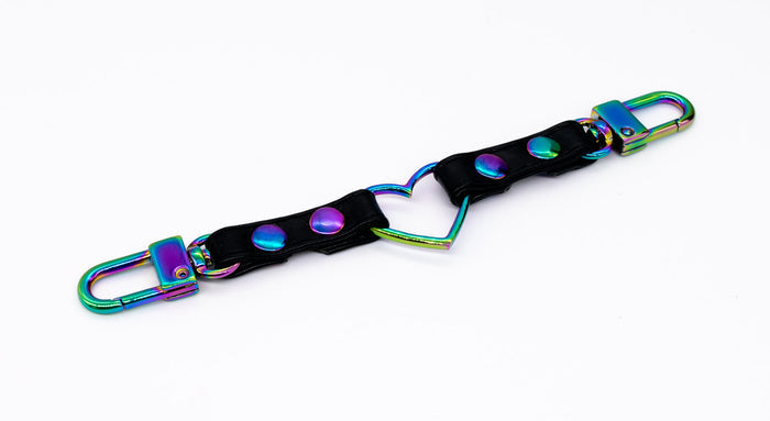 3/8" Black Vegan Leather Cuff Connector in Rainbow