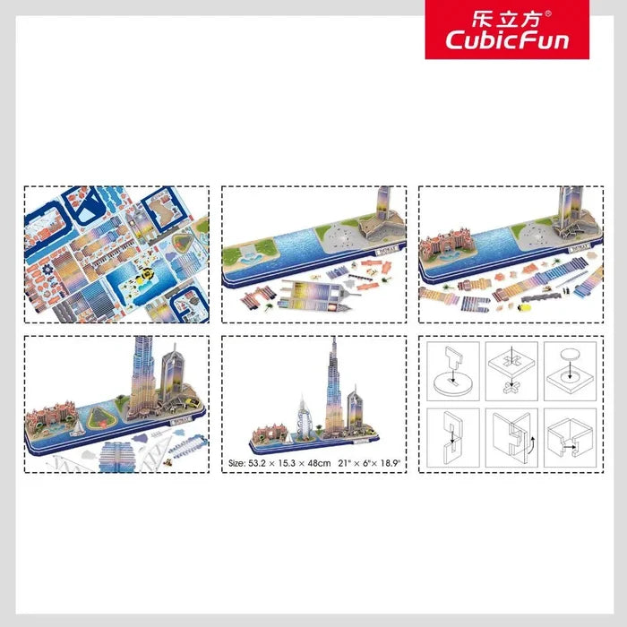 3D Puzzle City Line Dubai UAE 182-pieces Battery Operated