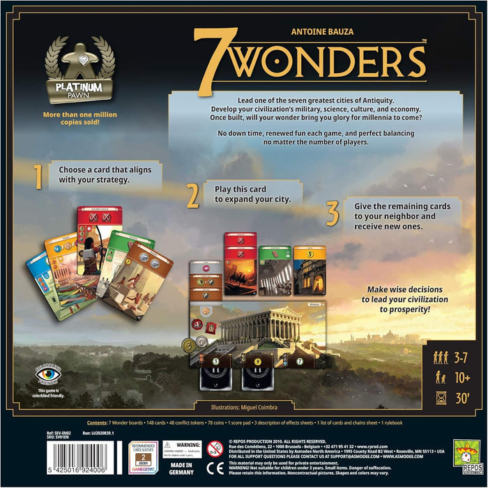 Back of box for 7 Wonders game