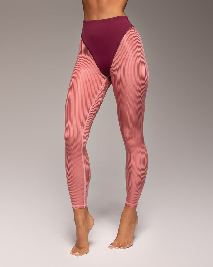 High Cut Ambient Ribbed Legging - Rose Amour
