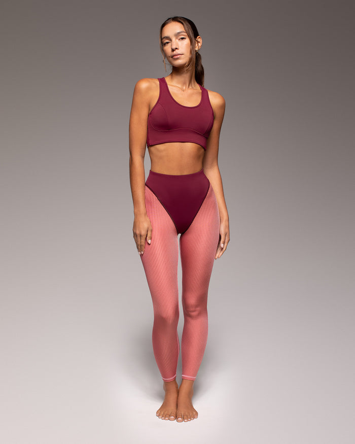 High Cut Ambient Ribbed Legging - Rose Amour