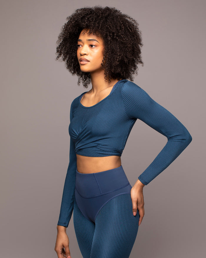 Ambient Ribbed Wrap Top - Ink