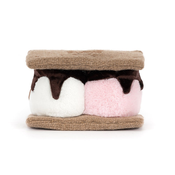 Rear view of Jellycat Amuseables S'mores on a white background